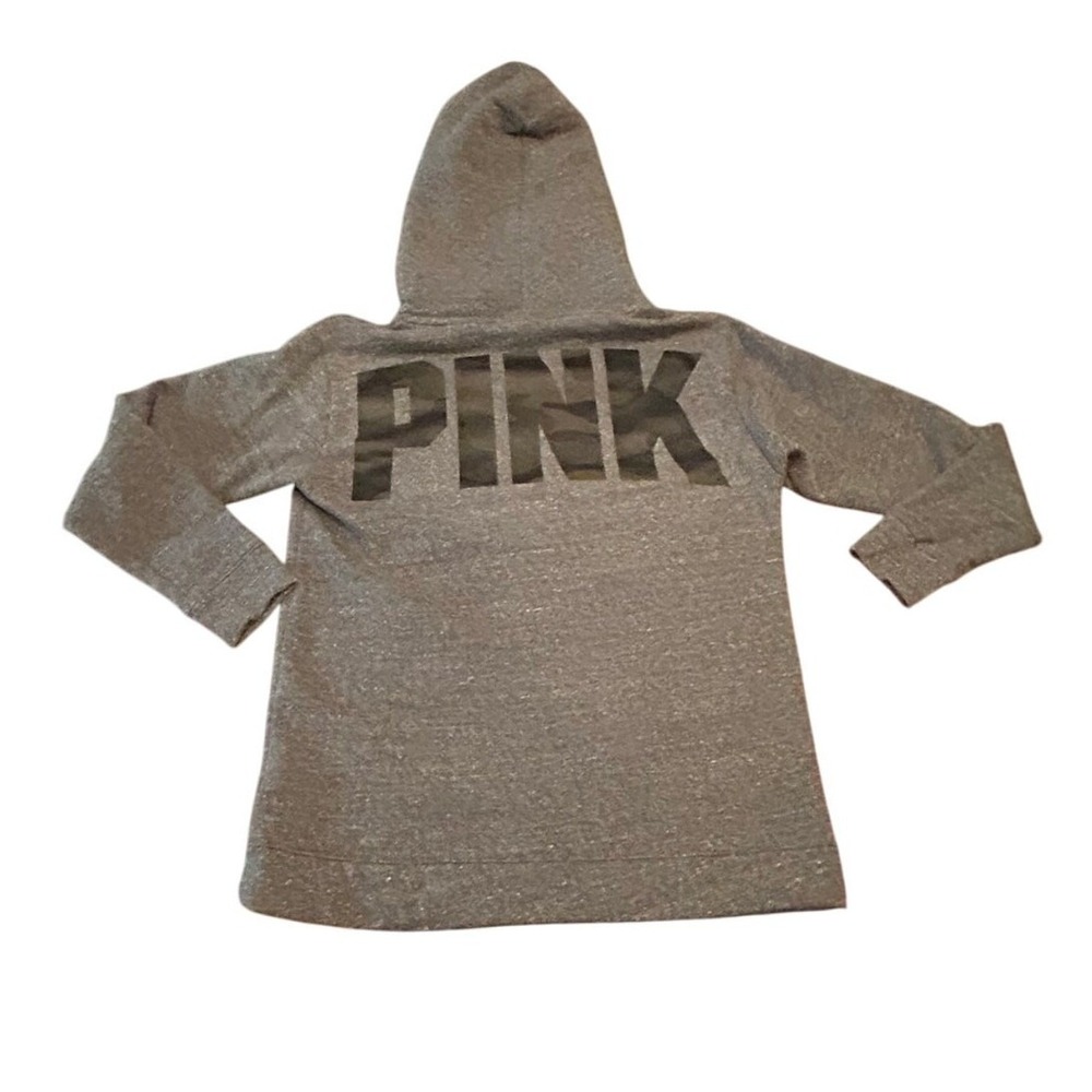 PINK Victoria's Secret Gray Fleece Lined Hoodie Sweatshirt Casual Comfy Sz Small - Picture 6 of 8